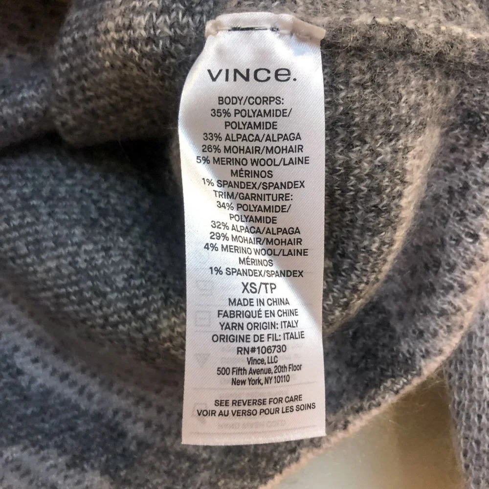 NWT Vince Alpaca Mohair Wool Blend Camo Pastel Long Sleeve Scoop Neck Sweater XS - Picture 7 of 8